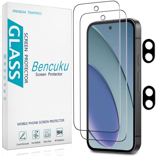 Bencuku 2 Pack Screen Protector for Google Pixel 9a with 2 Pack Camera Lens Protector 9H Tempered Glass Anti Scratch Bubble Free