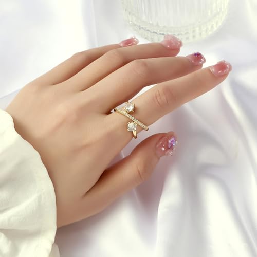 Image of SALTY Anti Tarnish Finger Ring for Women | Adjustable Fancy Jewellery Design | Fashion Accessories for Girls | Minimal Jewelry | Gift for Diwali, Christmas, Marriage, Birthday