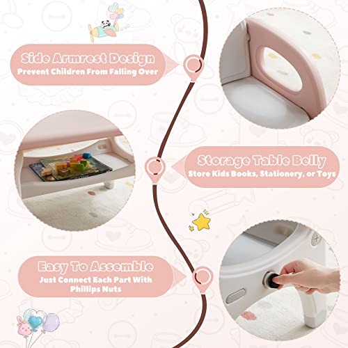 image for GITAWUSA Kids Table and 2 Chairs Set, Large Built-in Storage, Montesso