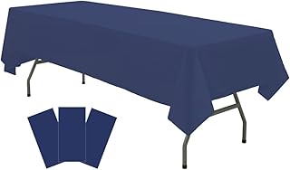 Plastic Navy Blue Tablecloths 3 Pack Disposable Table Covers 54" x 108" Deep Blue Table Cloths PEVA Party Tablecovers for Parties Picnic Birthday Wedding Banquet, Fits 6 to 8 Foot Rectangle Tables