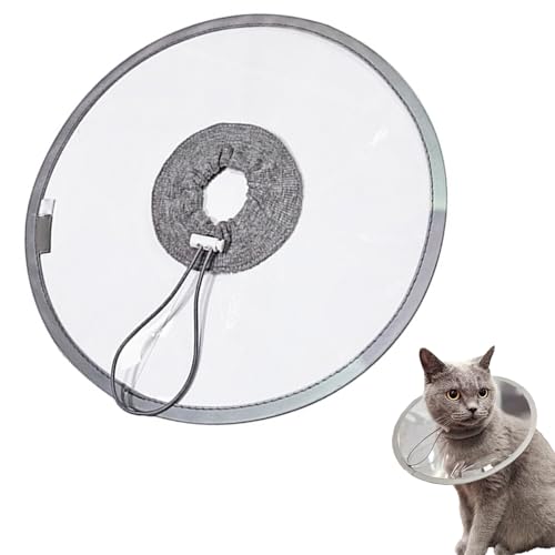 EsiFare エリザベスカラー 透明 猫 小型犬 柔らか 軽量 調節可能 視界を妨げないデザイン 傷舐め防止 ソフト素材 通気性 手術後ケア用 引っ掻き防止 ペット用品 1-2.5kgくらいのわんちゃんネコちゃん対応 (クリア, S,首周り:28cm)