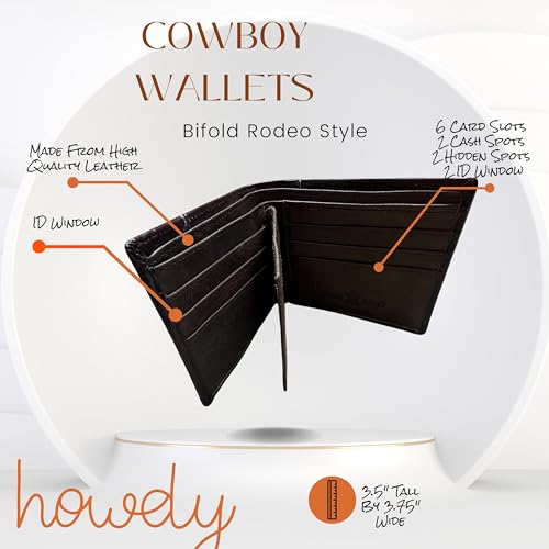 Urbalabs Mens Wallet Floral Longhorn Embossed Cowboy Western Leather Wallet High End Cut Out Layered Leather Style Mens Wallets Leather Bull Rider Rodeo Gifts For Men (Coffee & Teal)3