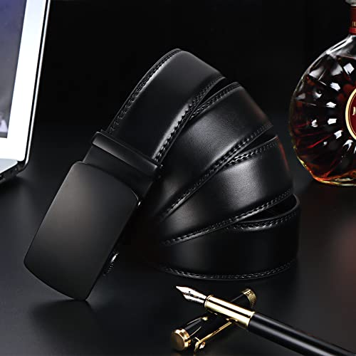 Men's Black Ratchet Dress Belt Comfort Leather Slide Adjustable Buckle, Trim to Fit2