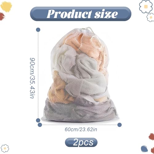 2 Pcs Laundry Bags for Washing Machines, 60*90cm Mesh Laundry Bags with Drawstrings, Travel Laundry Bag, Storage for Washing Bags for Laundry for Traveling, Clothes, Quilt Covers, Toys (Black, White) - Image 2