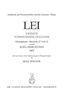 Lessico Etimologico Italiano: Germanismi Vol. 1, Fasc. 2 3895001732 Book Cover
