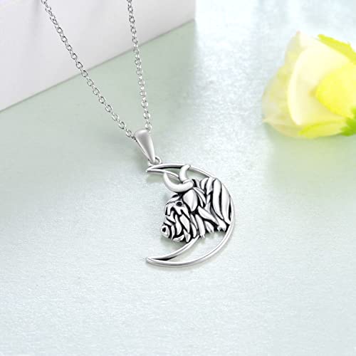 Wolf/Wolf and Girls/Raven/Highland Cow Necklace 925 Sterling Silver Necklace for Women Girls3
