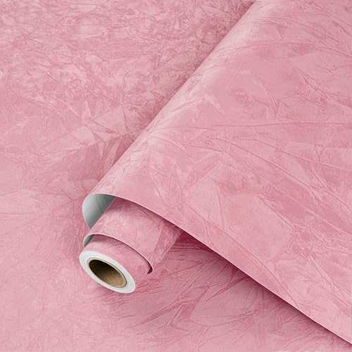 Papel pintado efecto terciopelo rosa coral 44.5cmx7m de rollo autoadhesivo vintage para salon 3