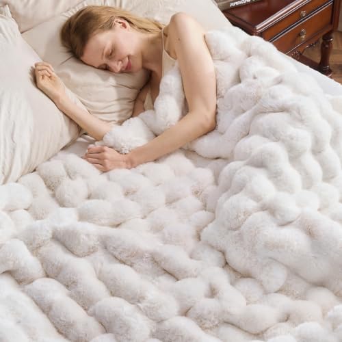 YBIKE Kuscheldecke Flauschig Bubble Decke, Kunstfelldecke Plüschdecke Fellimitat Kunstpelz Decke für Sofa, Schlafzimmer und Wohnzimmer… – Ansicht 5