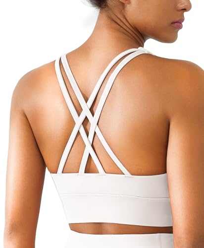 BRXL High Support Padded Buttery Soft Sports Bra for Women Criss Cross Back Strappy Athletic Workout Running Gym Bra
