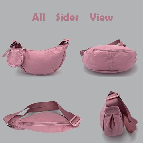 Image of Nylon Crescent Crossbody Bag for Women Purses Trendy Men,Small Travel Sling Bag Hobo
