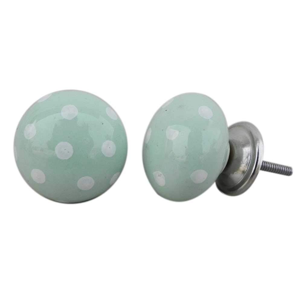 Indian-Shelf Pack of 4 Green Dresser Knob Luxury Ceramic Polka Dot Door Knobs for Drawers-image-39