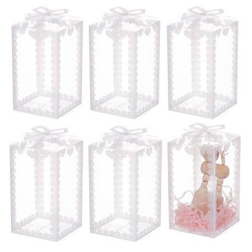 BENECREAT 24PCS Caja de Regalo Transparente con Lazo (12x7x7cm) Cajas de Regalo de PVC Transparente Contenedores Vacíos Caja de Embalaje para Bodas de Vacaciones, Favores de Fiesta Y Ducha