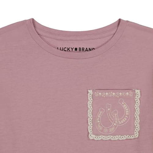 Image of Lucky Brand Girl's Short Sleeve Graphic T-Shirt, Tagless Cotton Tee with Fun Designs