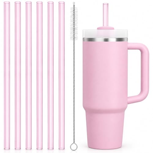 Image of Replacement Straws Compatible with 30 oz Stanley Quencher Tumbler, 10.5 Inch Reusable Straws, Drinking Cup Accessories,Pink-6 Pack
