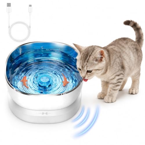 304 Wireless Motion-Activated Smart Magnetic Cat Water Fountain with Moving…