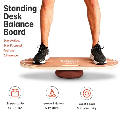 Image of Standing Desk Balance Board - Lightweight & Portable 28 inchx13 inch Wobble Board for Active Standing, Improving Balance & Core Strength at Office or Home