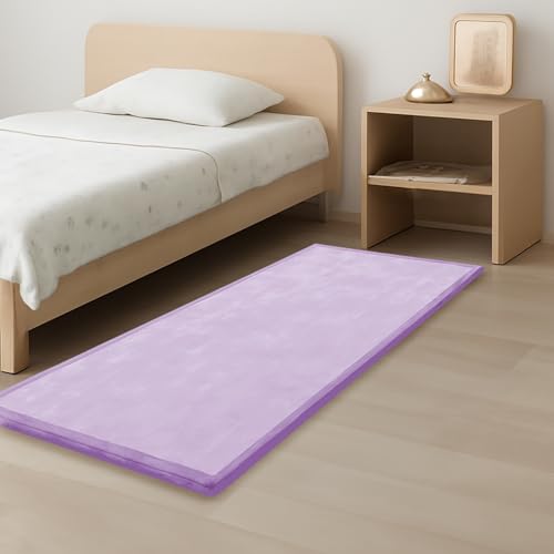 Image of 1.3 inch Thick Baby Play Mat for Floor, 28x72 Foam Tummy Time Mat, Padded Support Soft Plush Bedside Rugs for Infant Kids Toddler Crawling Kick Activity (Lavender)
