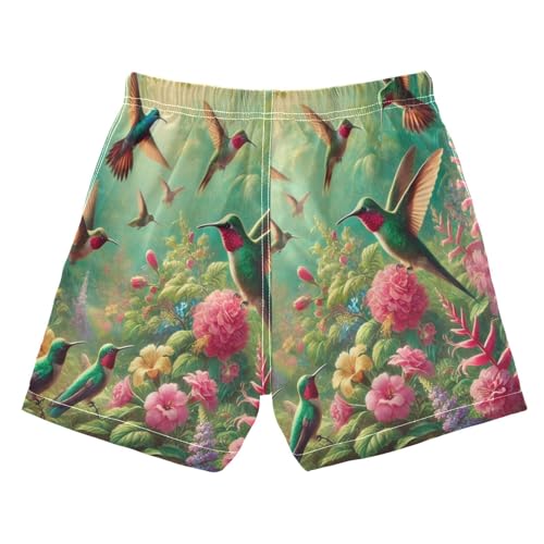 Flowers Hummingbirds Boys Swim Trunks Quick Dry Toddler Swimsuit Boy Swimwear Board Shorts Bathing Suits M2