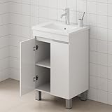 wonline 20' Bathroom Vanity with Resin Sink, Modern Design MDF Bathroom Cabinet Combo with White Vessel Sink Top and Faucet