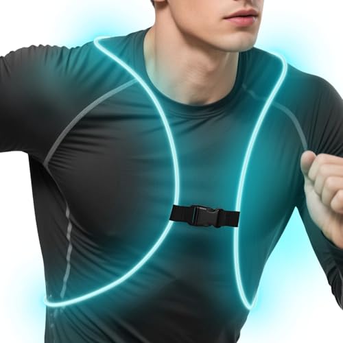 Zacro Lauflampe Joggen, Brustlicht, LED-Laufweste Fahrrad Reflektorweste Warnweste Wiederaufladbare USB Lauflampe, Hohe Sichtbarkeit Leuchtweste...