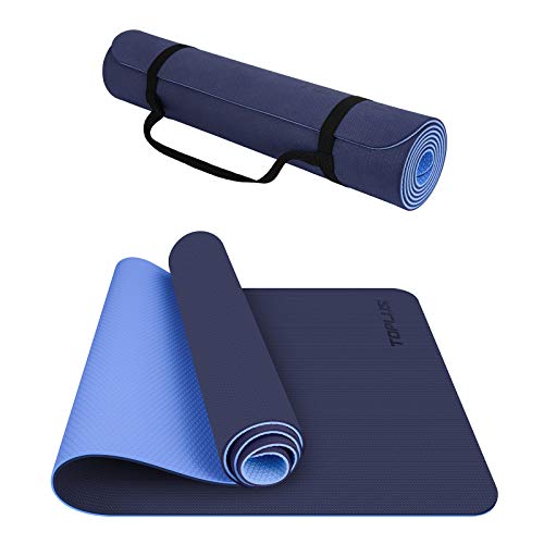 TOPLUS Yoga Mat- Premium 6mm Extra Thick Yoga Mat Eco Friendly Non-Slip Exercise & Fitness Mat with Carrying Strap for All Type of Yoga, Pilates and Floor Exercises, Texture Upgraded Series UP-01
