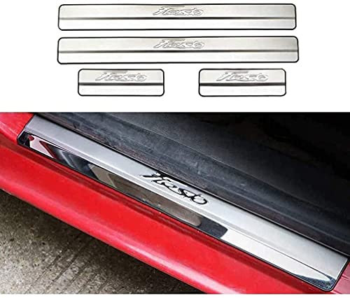 YMSHD Plinthes pour Auto pour Ford Fiesta 2009-2021, Inoxydable Protecteur Seuil Porte Voiture Plaque Pédale D'Entrée Porte Automobile Accessoires Style Voiture Cover