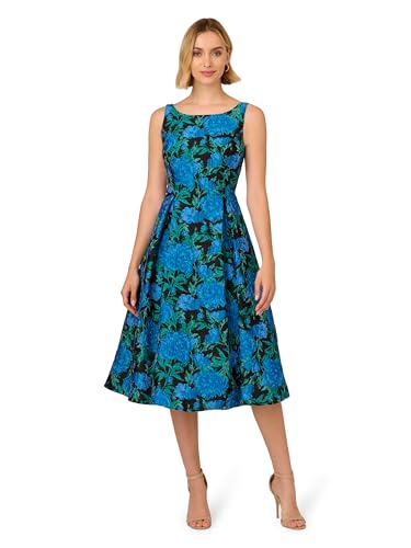 Adrianna Papell Women's Boat Neck Jacquard Midi Dress