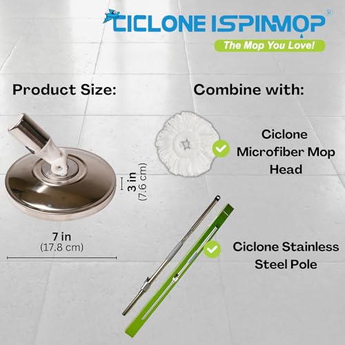Image of Stainless Steel Professional Mop Plate - Heavy Duty Spin Mop Replacement Base - Commercial & Industrial Use Suitable for Home, Office, Hospitals, Hotels for Floor Cleaning
