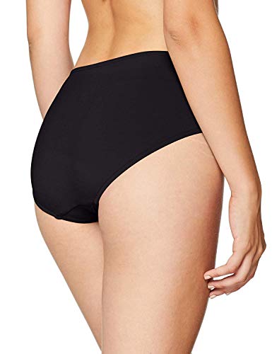 Seafolly Women's Standard Gathered Front Retro Full Coverage Bikini Bottom Swimsuit, Black, 12 US