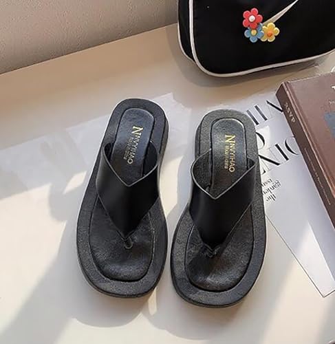 Tongs compensées à plateforme pour femmes en PU confortables et légères - 2