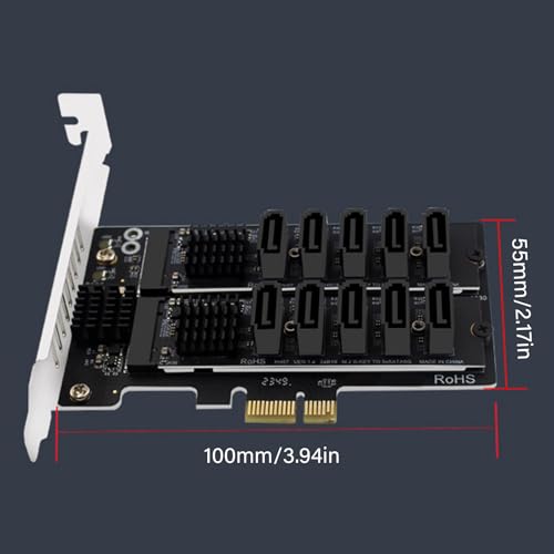 Carte adaptateur PCIe 10 ports transfert rapide 6 Gbit/s pour PC fixe - 3