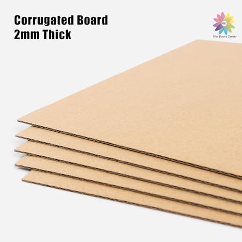 Image of Mat Board Center, 50 Corrugated Cardboard Sheets 8x8 Inches Flat Card Board Inserts for Packing, Shipping, Mailing, Frame Backer or DIY Crafts