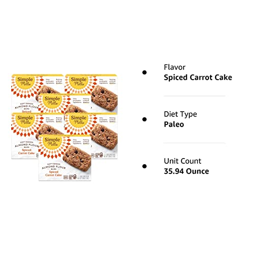 Simple Mills Almond Flour Snack Bars, Spiced Carrot Cake - Gluten Free, Made With Organic Coconut Oil, Breakfast Bars, Healthy Snacks, Paleo Friendly, 6 Ounce (Pack Of 6) #TOP6