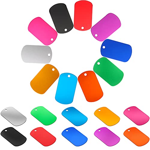 Ferraycle 50 Pieces Aluminum Dog Tags, Blank Discs for DIY Decorative Craft Pet Tags, Metal Stamping, Multicolor, 50 x 29 x 1 Mm, 3 mm Hole