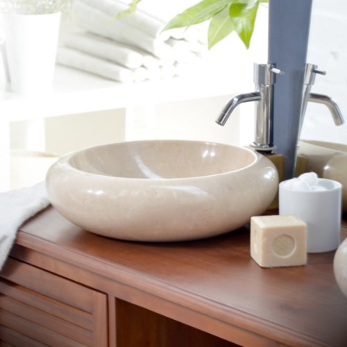 Tikamoon Loop Cream Vasque - Marbre - Beige - 40 x 40 x 12 cm