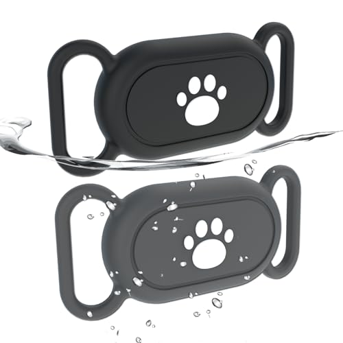Image of 2 Pack Waterproof Dog Collar Holder Compatible With Samsung Galaxy Smarttag2,Silicone Gps Tracker Hidden Loop Holder For Samsung Smart Tag2,Anti-Lost Dog Collar Samsung Tag2 Case(Black Grey)