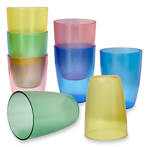 8er 370ml Kunststoff Becher, Unzerbrechliche Wiederverwendbare Trinkbecher aus PP, Stapelbares Becherset für Kaffee, Milch, Tee, Becher für Kinder & Erwachsene, Spülmaschinen & Mikrowellenfest Cover