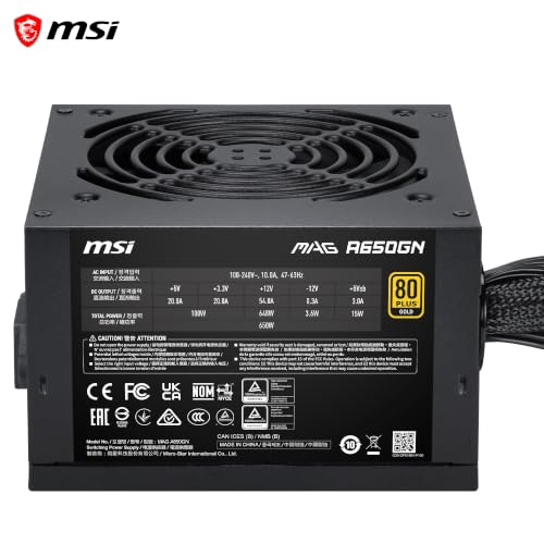 Image of MSI MAG A650GN II Gaming Power Supply - 80 Plus Gold - ATX 3.1 Ready - 650W - Non-Modular - Low Noise ATX PSU