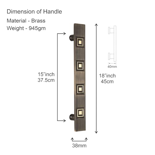 Image of COMPASS 18 inch Brass Main Door Handle | Door Handles for Main Door | Pull Handles for All The Doors of House | Office | Hotels | PH-257 (Pack of 1, Antique Finish)