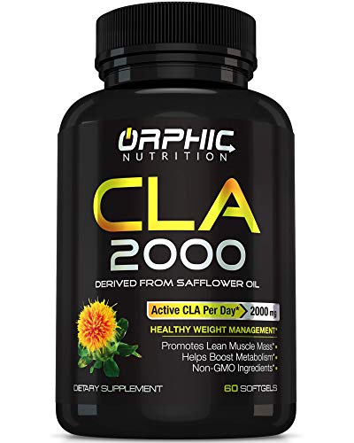 CLA Safflower Oil Supplement for Weight Loss, Metabolism & Building Lean Muscle Mass - W/ 100% Pure Safflower Oil - 2000mg Non-Stimulant Conjugated Linoleic Acid for Men & Women - 60 Softgels