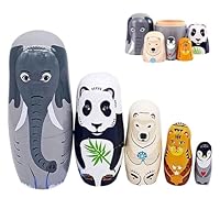 xlwen Russische Nistholz Puppen, 5 Stück Russische Matroschka-Puppen,Holz Klassisch Russische Matroschka,5-lagige Russische Nistpuppen,Holz Tier Nesting Dolls Für Partys, Festivals, Wohnzimmer