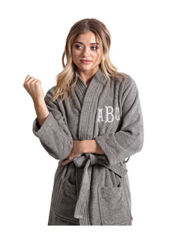 Image of Turkuoise Soft & Absorbent Towel Robe, 100% Cotton Turkish Terry Cloth Kimono Bathrobes for Women
