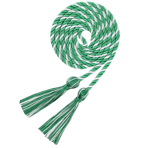 Image of Graduation Honor Cord 68 inch Grad Braided Honor Cords with Tassel Honor Rope Grad Cords for Graduation Students Bachelor Master Doctoral Gown Grad Decor (Kelly and White)
