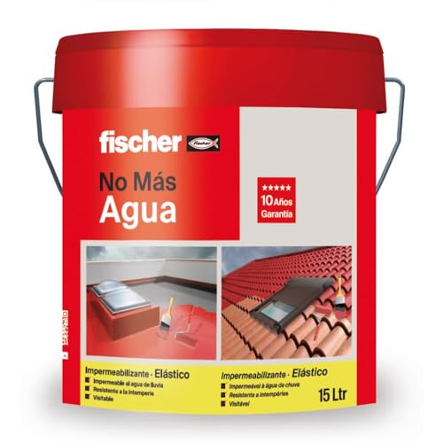 fischer - Pintura Impermeabilizante Rojo Sin Fibras, Resistente al Agua y Exteriores (15 l)
