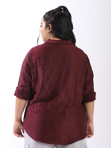 Image of High Star Women Plus Size Boxy Fit Spread Collar Long Sleeves Shirt