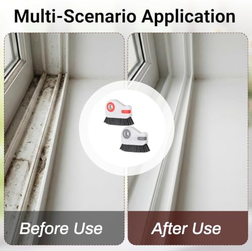 Image of Coofandy Window Track Groove Cleaning Brush 2 in 1 Crevice Cleaner with Dust Collector Scraper Sliding Door Rail Cleaner Gap Cleaning Brush Multi Purpose Household Cleaning Tool for Window Kitchen