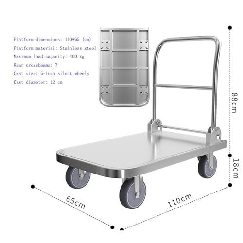 Carrito de plataforma acero inoxidable con ruedas miniatura 2