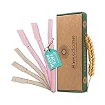 BLESSDOME 6Pcs Biodegrable Wheat Straw Dermaplaning Blades for Face - Peach Fuzz Eyebrow Razor Shaper | Exfloating Dermaplane Hair Removal Tool - Eco Friendly Plastic Free Dermaplane Eyebrow Razors