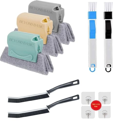 Image of BEYOND BASIC 7 PCS Sliding Window Groove Cleaning Brush, Window Slot Door Track Gap Dust Cleaning Brush (7 Cleaning Combo), Multicolour, Plastic