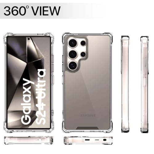Image of Outlouders Back Cover for Samsung Galaxy S24 Ultra 5G Clear Transparent PC + TPU Bumper Case with Raised Edges for Shockproof Protection (Transparent)